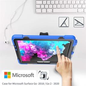 img 3 attached to 🔵 ZenRich чехол для Surface Go 2 2020: прочный ударопрочный чехол с подставкой, ремешком на руку, плечевым ремнем и держателем для ручки - синий