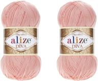 🧶 пряжа alize diva: микрофибра акриловая пряжа для вязания с эффектом шелка - 2 мотка, 200 г 767 ярдов - оттенок пудры логотип