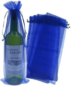 img 4 attached to Royal Blue Bezall 20pcs Drawstring Organza Wine Bottle Cover Pouch - Perfect for Christmas/Wedding Favor Wrapping, Party Decoration - Size 5.5 x 14.5 Inches