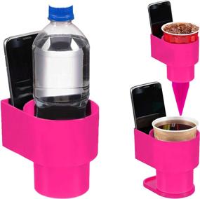img 4 attached to STAND-Bi Car Cup Holder Expander - Phone and Drink Holder for Car, Beach, Boat, or Desk - Pink