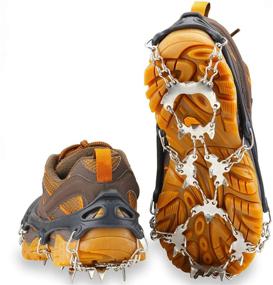 img 4 attached to U UZOPI Traction Ice Cleat Crampons Snow Grips with 24 🏔️ Stainless Steel Spikes Anti-Slip Safe Protection for Hiking, Fishing, Walking, Climbing, Jogging, Mountaineering