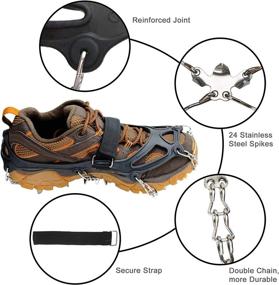 img 3 attached to U UZOPI Traction Ice Cleat Crampons Snow Grips with 24 🏔️ Stainless Steel Spikes Anti-Slip Safe Protection for Hiking, Fishing, Walking, Climbing, Jogging, Mountaineering