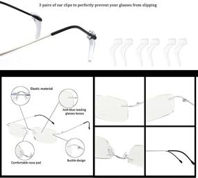 img 2 attached to Set of 3 Rimless Blue Light Blocking Reading Glasses for Women and Men | Anti Glare Filter, Lightweight Eyeglasses, Ideal for Proofreading