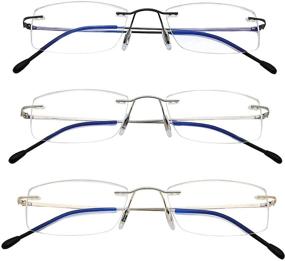 img 4 attached to Set of 3 Rimless Blue Light Blocking Reading Glasses for Women and Men | Anti Glare Filter, Lightweight Eyeglasses, Ideal for Proofreading