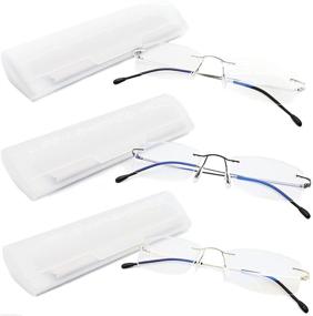 img 3 attached to Set of 3 Rimless Blue Light Blocking Reading Glasses for Women and Men | Anti Glare Filter, Lightweight Eyeglasses, Ideal for Proofreading