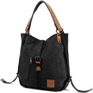 hobo bags for women, stylish canvas handbag purse tote shoulder bag by joseko - convertible backpack for school/travel logo