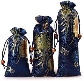 img 4 attached to 🎁 Blue Satin Drawstring Gift Bags - Set of 4 | Premium Jewelry Pouches for Party, Wedding & More!