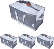 📦 atbay extra large moving tote bags - 4pack gray, reusable organizer storage bags with zipper and strong handles for clothes, shoes, and blanket логотип