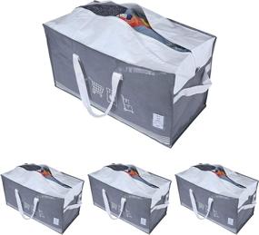 img 4 attached to 📦 ATBAY Extra Large Moving Tote Bags - 4PACK Gray, Reusable Organizer Storage Bags with Zipper and Strong Handles for Clothes, Shoes, and Blanket