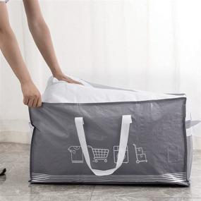 img 2 attached to 📦 ATBAY Extra Large Moving Tote Bags - 4PACK Gray, Reusable Organizer Storage Bags with Zipper and Strong Handles for Clothes, Shoes, and Blanket