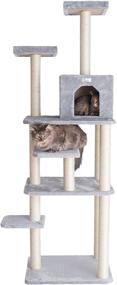 img 4 attached to 🐱 GleePet GP78740822 Cat Tree - 74-Inch Silver Gray: The Ultimate Feline Paradise