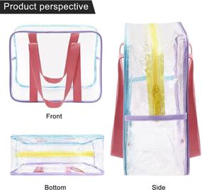 img 1 attached to 🌈 Rainbow Clear Makeup Bag Toiletry Bag with Handle for Travel | Thick PVC Zippered Carry Pouch | Waterproof Wash Bag | Shoulder Bag Beach Bag - ZXZMZT