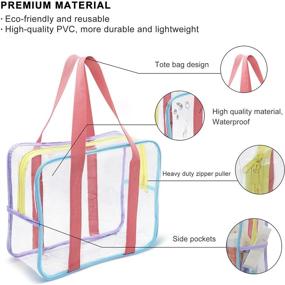 img 2 attached to 🌈 Rainbow Clear Makeup Bag Toiletry Bag with Handle for Travel | Thick PVC Zippered Carry Pouch | Waterproof Wash Bag | Shoulder Bag Beach Bag - ZXZMZT