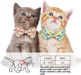 img 3 attached to 🐱 KUDES 2-Pack Printed Cat Collar Breakaway with Bell Charms and Bowtie, Cute Kitten Bow Tie Collars for Kitty Puppies and Small Pets, Adjustable 7.8-10.5 Inches