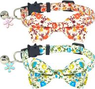 🐱 kudes 2-pack printed cat collar breakaway with bell charms and bowtie, cute kitten bow tie collars for kitty puppies and small pets, adjustable 7.8-10.5 inches logo