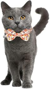 img 2 attached to 🐱 KUDES 2-Pack Printed Cat Collar Breakaway with Bell Charms and Bowtie, Cute Kitten Bow Tie Collars for Kitty Puppies and Small Pets, Adjustable 7.8-10.5 Inches