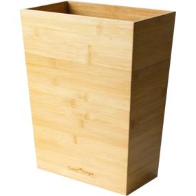 img 2 attached to 🗑️ Bamboo Waste Basket for Office and Bathroom, Great Trash Cans for Desk and Bedroom - Small Wastebasket with Bamboo Decor (1, 12" x 6.5" x 15.3")