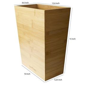 img 1 attached to 🗑️ Bamboo Waste Basket for Office and Bathroom, Great Trash Cans for Desk and Bedroom - Small Wastebasket with Bamboo Decor (1, 12" x 6.5" x 15.3")