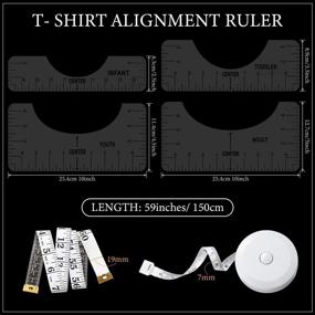 img 3 attached to 👕 6-Piece T-Shirt Ruler Set: Center Guide, Alignment Tool, Vinyl Craft Ruler, Soft Tape Measure - Perfect for T-Shirt Making! (Clear/White)