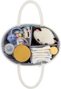 img 1 attached to 👶 GREATALE Baby Diaper Caddy Organizer - Portable Rope Storage Basket for Changing Table & Car - Nursery Diaper Storage with Removable Divider (Grey)
