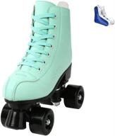 cozy green pu leather high-top roller skates for women - beginner-friendly indoor/outdoor double-row roller skates with shoes bag логотип