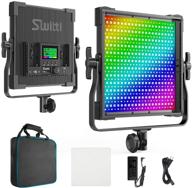 🌈 switti rgb video light, 50w full color photography lights - led video panel light with 552 high cri leds (>97) - adjustable color temperature 2600k-10000k, brightness 0-100%, 0-360 adjustable colors - suitable for 9 different scenes logo