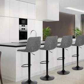 img 2 attached to 🪑 ORISTUS Grey Swivel Bar Stools Set of 2: Height Adjustable, Modern Pu Leather Kitchen Counter Chairs with Backs and Chrome Base