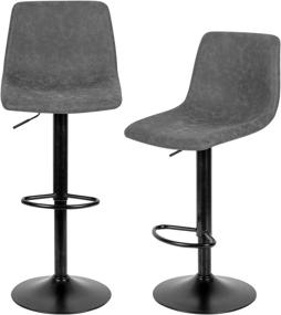 img 4 attached to 🪑 ORISTUS Grey Swivel Bar Stools Set of 2: Height Adjustable, Modern Pu Leather Kitchen Counter Chairs with Backs and Chrome Base