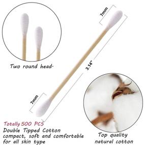 img 3 attached to 🎋 Nature Bamboo Double Round Cotton Swabs - 500 Count Cotton Buds with Bamboo Sticks