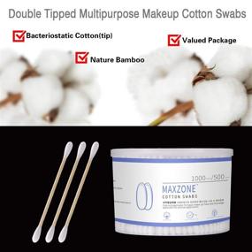 img 2 attached to 🎋 Nature Bamboo Double Round Cotton Swabs - 500 Count Cotton Buds with Bamboo Sticks