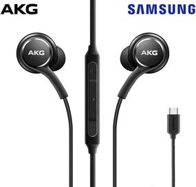 img 1 attached to 🎧 2020 Наушники AKG Designed ElloGear для Samsung Galaxy Note 10, Note 10+, Galaxy S10, S9 Plus, S10e - цвет черный - плетеный кабель с разъемом Type-C и микрофоном, пультом громкости.