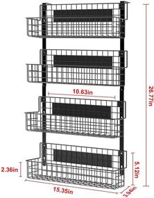 img 3 attached to 🧲 Magnetic Spice Racks for Wall Mount - Efficient Kitchen Storage Shelf with Hooks- X Kang 4 Tier Refrigerator Spice Storage Rack for Seasoning Bottles (Black)