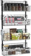 🧲 magnetic spice racks for wall mount - efficient kitchen storage shelf with hooks- x kang 4 tier refrigerator spice storage rack for seasoning bottles (black) logo