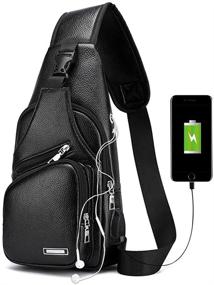 img 4 attached to 🎒 Versatile Leather Daypack: Crossbody Shoulder Charging - A Stylish & Functional Companion