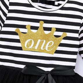 img 1 attached to 👗 Long Sleeve Princess Cake Smash Baptism Crown Tulle Party Dress Striped Outfit Tutu Gown for Baby Girls' 1st/2nd/3rd Birthday