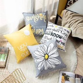 img 2 attached to Emvency Set of 4 Throw Pillow Covers - You are My Sunshine Yellow Gray Decorative Pillow Cases - Home Decor Square 18x18 inches Pillowcases