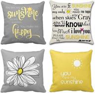 emvency set of 4 throw pillow covers - you are my sunshine yellow gray decorative pillow cases - home decor square 18x18 inches pillowcases логотип