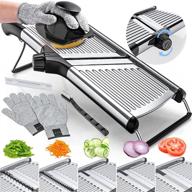 🔪 gramercy kitchen co. adjustable stainless steel mandoline food slicer: cut-resistant gloves and versatile vegetable onion potato chip slicer logo