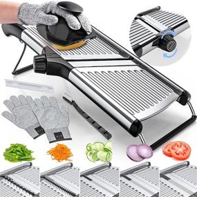 img 4 attached to 🔪 Gramercy Kitchen Co. Adjustable Stainless Steel Mandoline Food Slicer: Cut-Resistant Gloves and Versatile Vegetable Onion Potato Chip Slicer