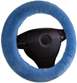 img 4 attached to 🐑 Luxurious Australian Natural Sheepskin Car Stretch-on Steering Wheel Cover | Soft Wool Vehicle Non-slip Cushion Protector | Fits 35cm-43cm Wheels
