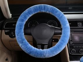img 3 attached to 🐑 Luxurious Australian Natural Sheepskin Car Stretch-on Steering Wheel Cover | Soft Wool Vehicle Non-slip Cushion Protector | Fits 35cm-43cm Wheels