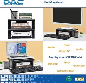 img 1 attached to 💻 Enhance Your Workspace with DAC STAX Monitor Riser: Adjustable Desktop Computer Stand, Supports 66lbs, Medium Size