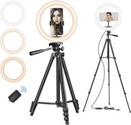 📸 улучшите свое медийное присутствие с 10-дюймовым selfie ring light: регулируемое световое кольцо для прямых трансляций, макияжа и видео на youtube на iphone и android с подставкой и держателем для телефона логотип