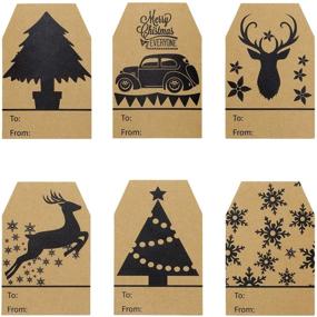 img 3 attached to Легко украсьте с помощью 360 рождественских крафтовых наклеек на подарочных ярлыках - елка, снежинка и натуральные крафтовые ярлыки - 2 x 3 дюйма.