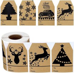 img 4 attached to Легко украсьте с помощью 360 рождественских крафтовых наклеек на подарочных ярлыках - елка, снежинка и натуральные крафтовые ярлыки - 2 x 3 дюйма.