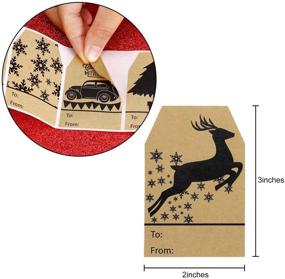img 2 attached to Легко украсьте с помощью 360 рождественских крафтовых наклеек на подарочных ярлыках - елка, снежинка и натуральные крафтовые ярлыки - 2 x 3 дюйма.