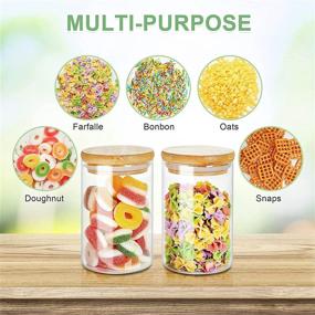 img 1 attached to AIKWI 8oz Glass Jars Set of 12 with Bamboo Lids 🏺 and Labels - Airtight Food Storage Canisters for Tea, Coffee, Snacks & More