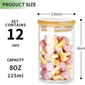 img 3 attached to AIKWI 8oz Glass Jars Set of 12 with Bamboo Lids 🏺 and Labels - Airtight Food Storage Canisters for Tea, Coffee, Snacks & More