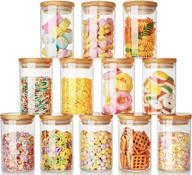 aikwi 8oz glass jars set of 12 with bamboo lids 🏺 and labels - airtight food storage canisters for tea, coffee, snacks & more логотип