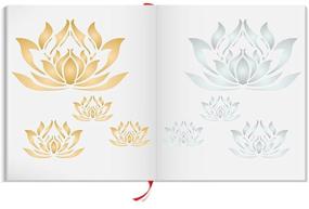 img 2 attached to Lotus Flowers Stencil (S) - Large 6.5 x 6.5 inch Lotus Flower Mural Stencil Template for Painting